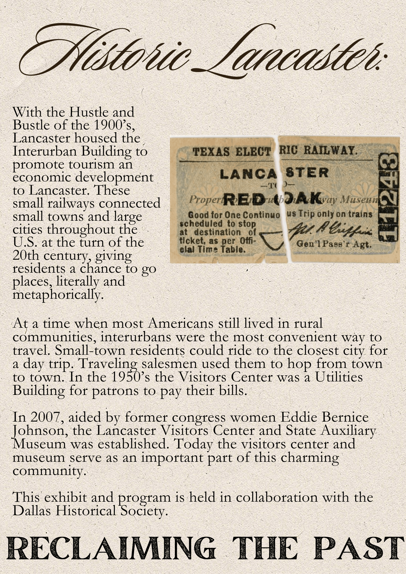 Lancaster Anniversary Exhibition Historic Lancaster Reclaiming the Past 